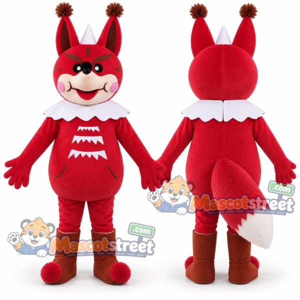 Red Fox Mascot Costume with Red Tunic with White Collar