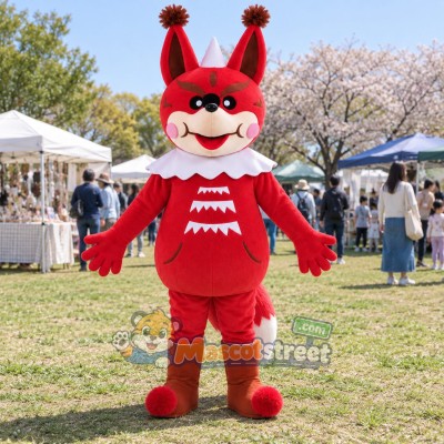 Red Fox Mascot Costume with Red Tunic with White Collar
