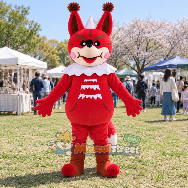 Red Fox Mascot Costume with Red Tunic with White Collar
