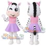 White Zebra Mascot Costume with Pink Shirt and Purple Skirt