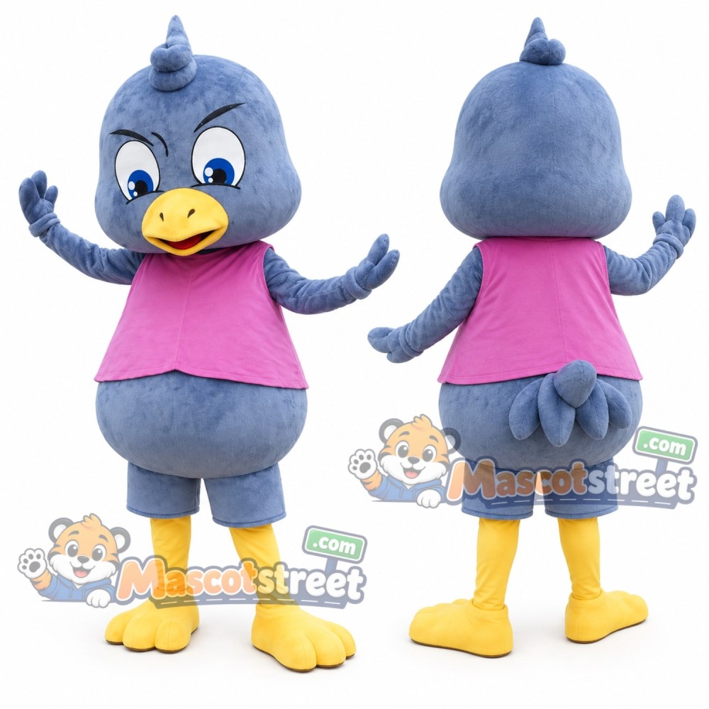 Blue Bird Mascot Costume with Pink Shirt Blue Bird Mascot Costume with Pink Shirt