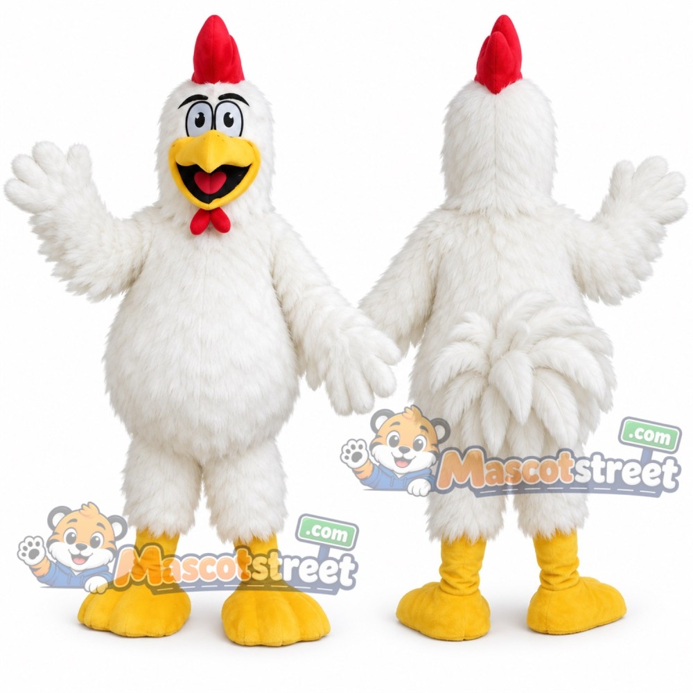 White Rooster Mascot Costume White Rooster Mascot Costume