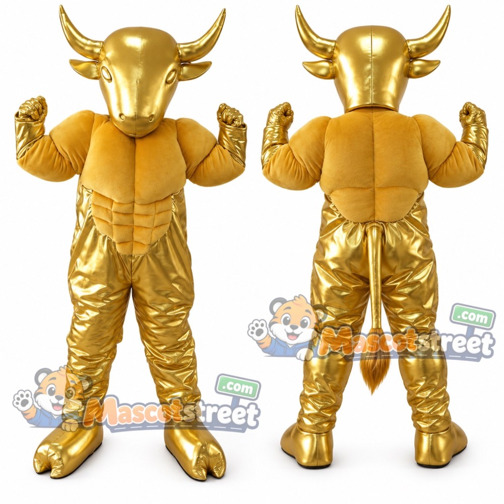 Gold Bull Mascot Costume Gold Bull Mascot Costume