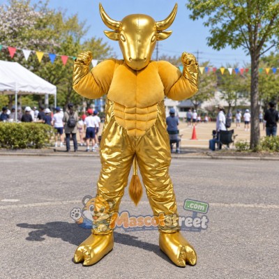 Gold Bull Mascot Costume Gold Bull Mascot Costume