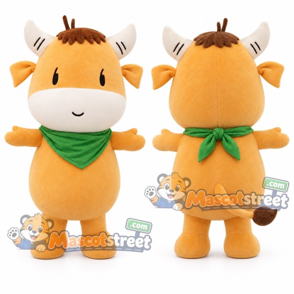 Orange Cow Mascot Costume with Green Neckerchief