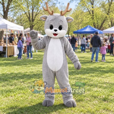 Gray Deer Mascot Costume Gray Deer Mascot Costume