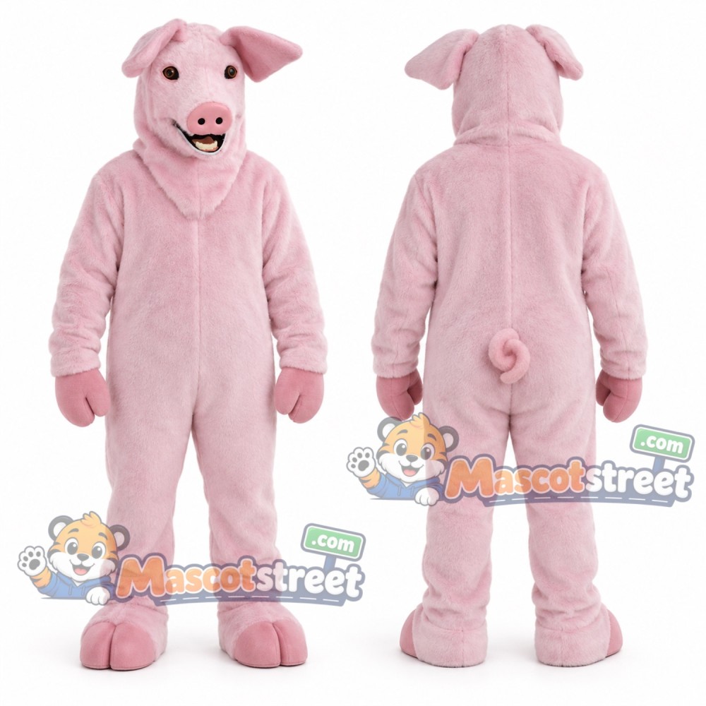 Pink Pig Mascot Costume Pink Pig Mascot Costume