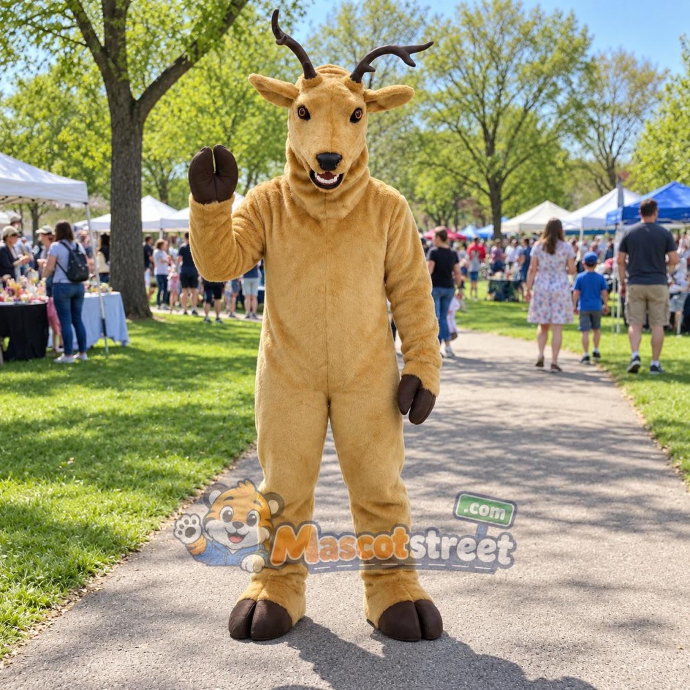 Tan Deer Mascot Costume Tan Deer Mascot Costume