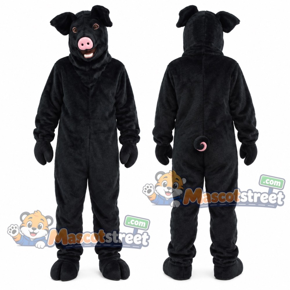 Black Pig Mascot Costume Black Pig Mascot Costume
