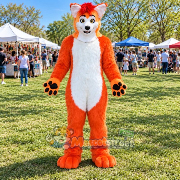 Orange and White Fox Mascot Costume Orange and White Fox Mascot Costume