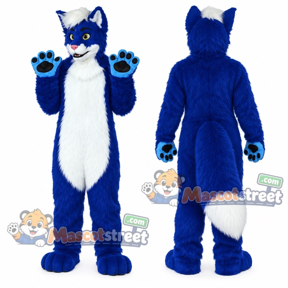 Blue and White Canine Mascot Costume