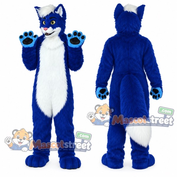 Blue and White Canine Mascot Costume