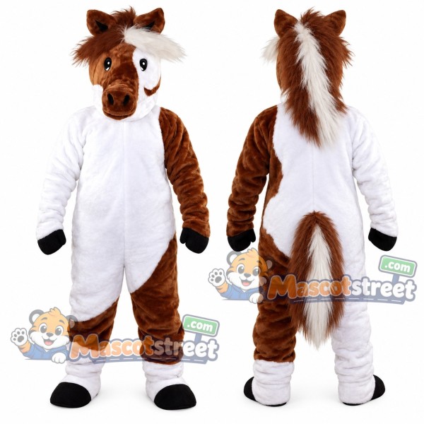 Brown and White Horse Mascot Costume