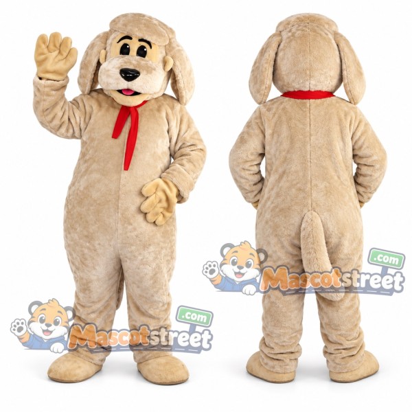 Beige Dog Mascot Costume with Red Neckerchief