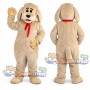 Beige Dog Mascot Costume with Red Neckerchief