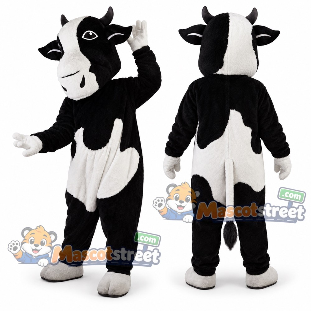Black and White Cow Mascot Costume