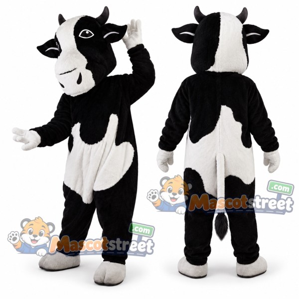 Black and White Cow Mascot Costume