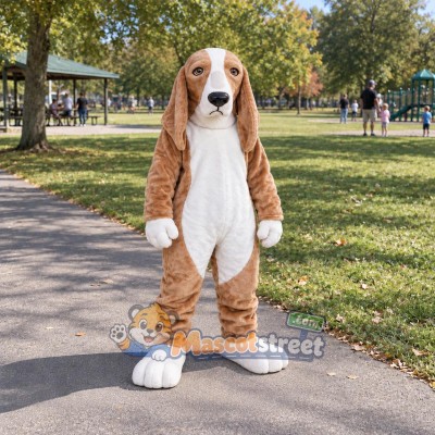 Tan and White Dog Mascot Costume Tan and White Dog Mascot Costume