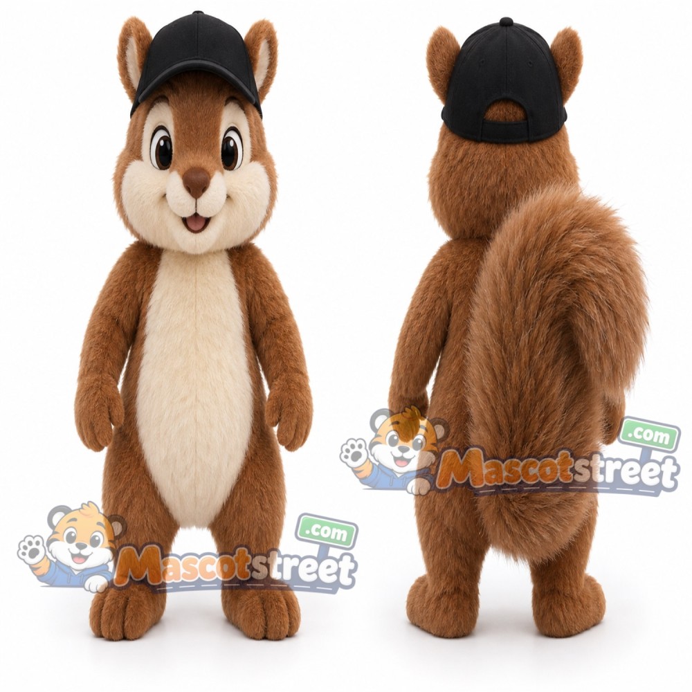 Brown Chipmunk Mascot Costume with Black Cap Brown Chipmunk Mascot Costume with Black Cap