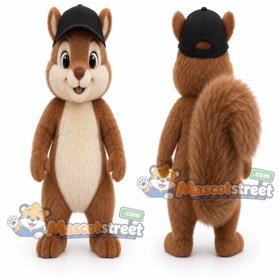 Brown Chipmunk Mascot Costume with Black Cap Brown Chipmunk Mascot Costume with Black Cap