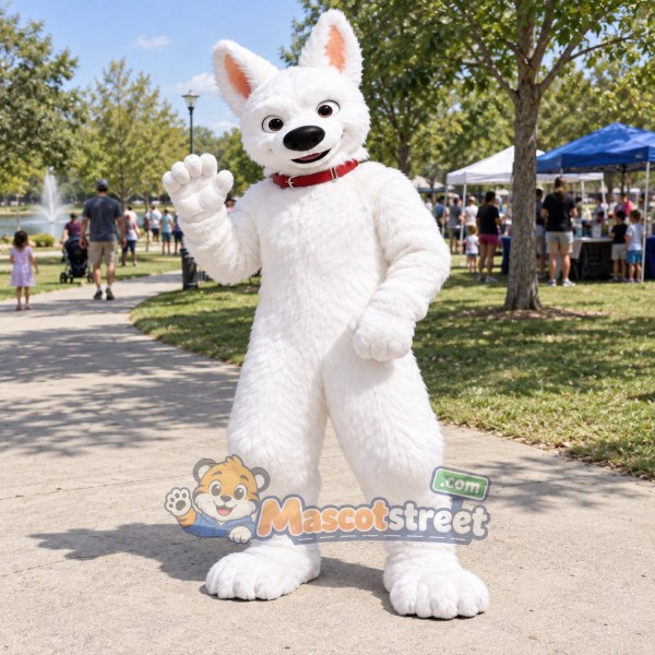 White Dog Mascot Costume