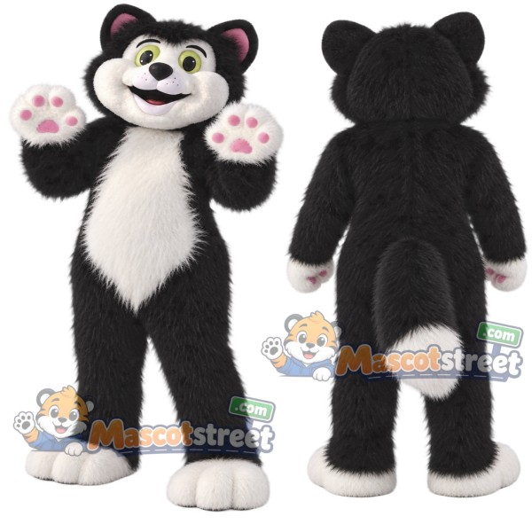 Black and White Wolf Mascot Costume