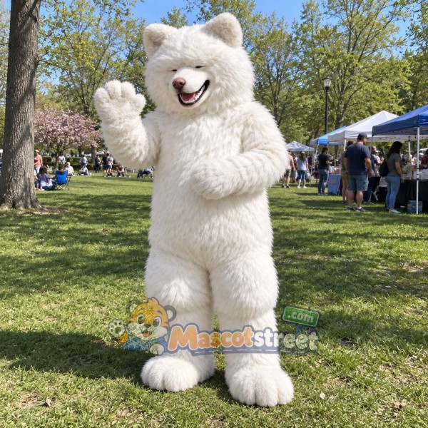 White Husky Mascot Costume