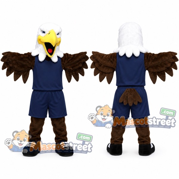 Bald Eagle Mascot Costume with Navy Shirt and Shorts