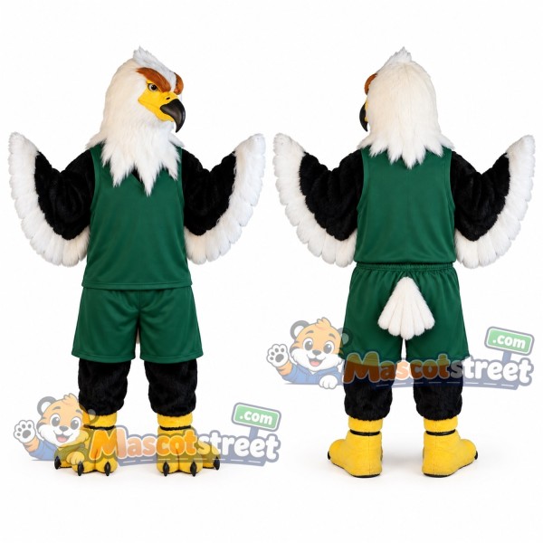 Bald Eagle Mascot Costume with Green Shirt and Shorts
