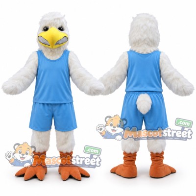 White Bird Mascot Costume with Light Blue Shirt and Shorts White Bird Mascot Costume with Light Blue Shirt and Shorts