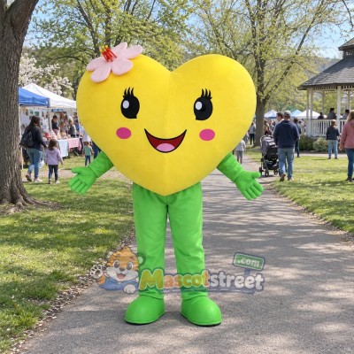Yellow Heart Mascot Costume