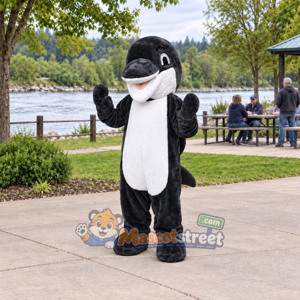 Black and White Orca Mascot Costume Black and White Orca Mascot Costume