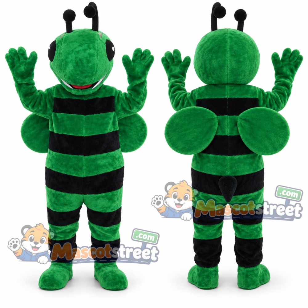 Green and Black Bee Mascot Costume Green and Black Bee Mascot Costume