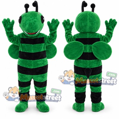 Green and Black Bee Mascot Costume Green and Black Bee Mascot Costume