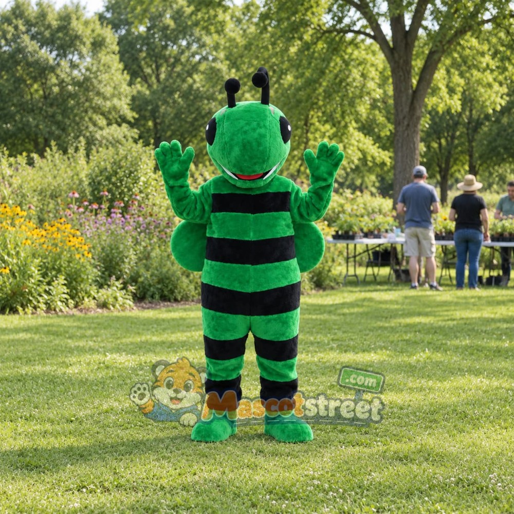 Green and Black Bee Mascot Costume Green and Black Bee Mascot Costume