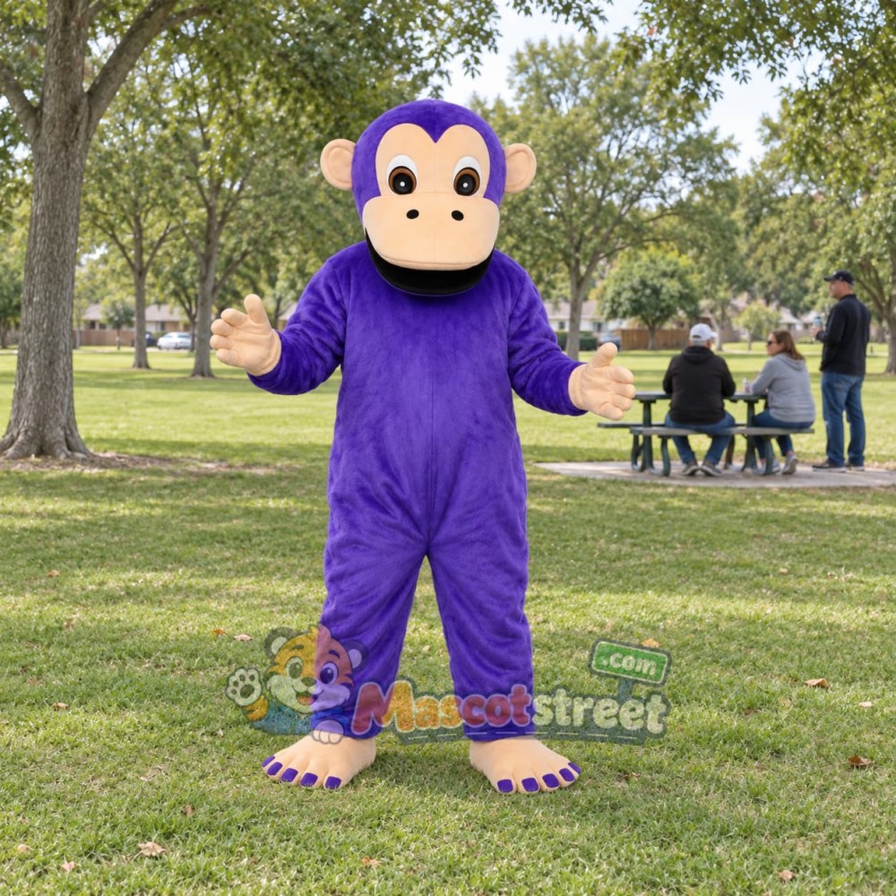 Purple Chimpanzee Mascot Costume Purple Chimpanzee Mascot Costume