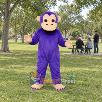 Purple Chimpanzee Mascot Costume Purple Chimpanzee Mascot Costume
