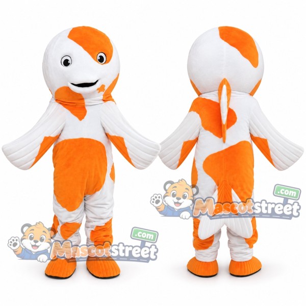 White and Orange Koi Fish Mascot Costume