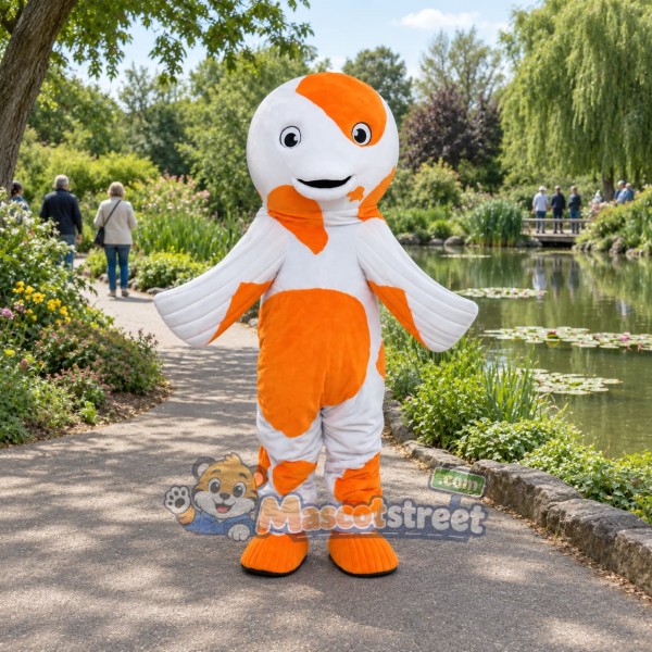 White and Orange Koi Fish Mascot Costume