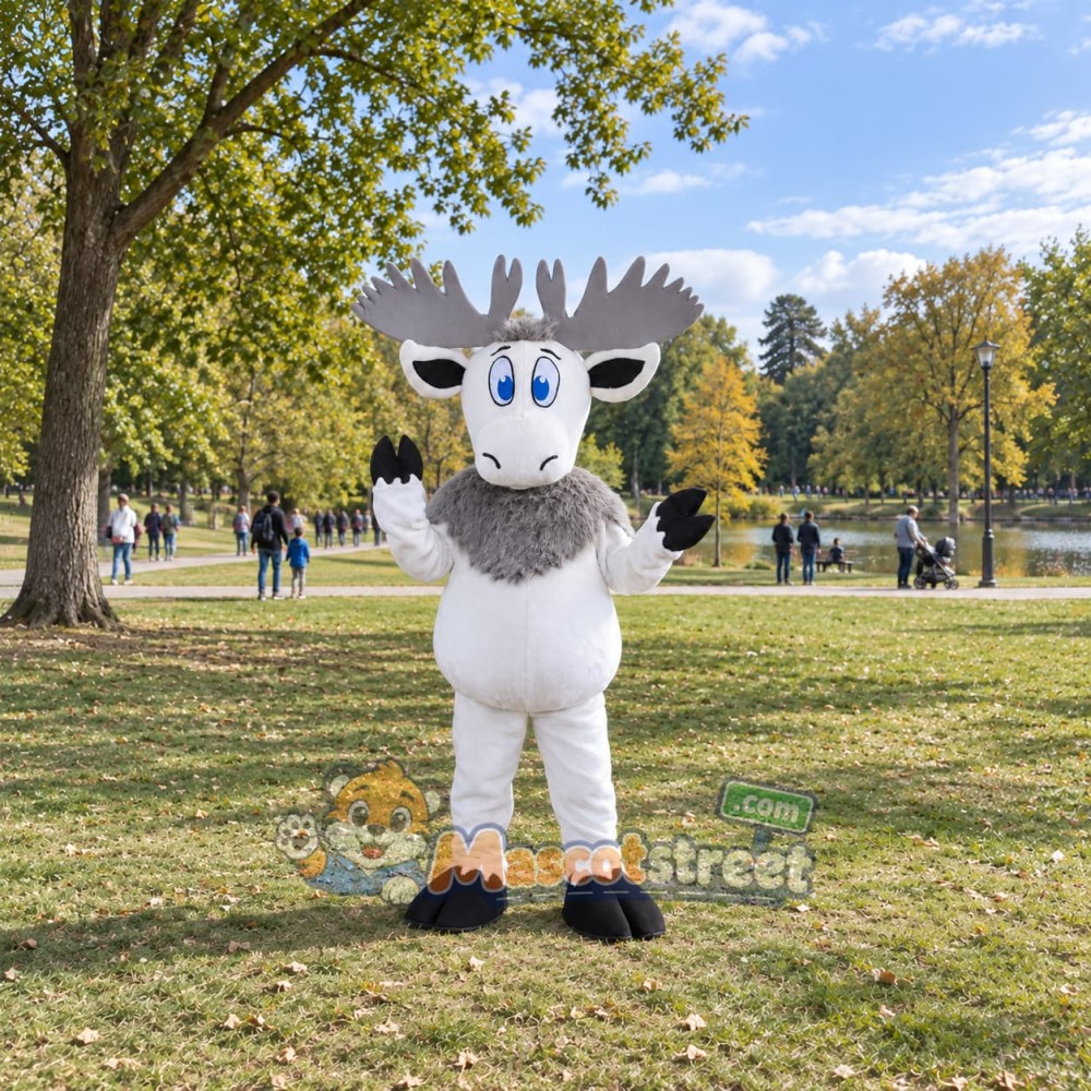 White Moose Mascot Costume White Moose Mascot Costume