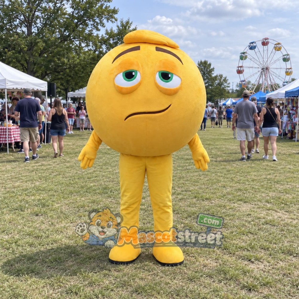 Yellow Emoji Mascot Costume Yellow Emoji Mascot Costume