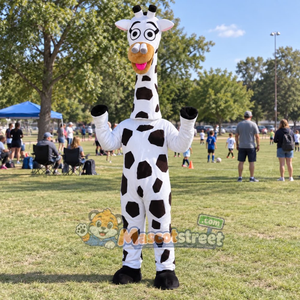 Black and White Giraffe Mascot Costume Black and White Giraffe Mascot Costume