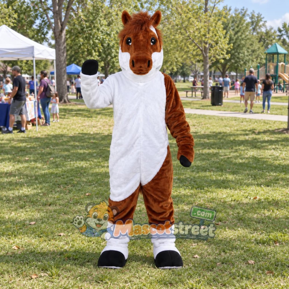 Brown and White Horse Mascot Costume Brown and White Horse Mascot Costume