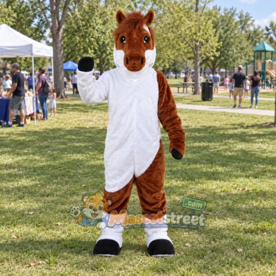 Brown and White Horse Mascot Costume Brown and White Horse Mascot Costume