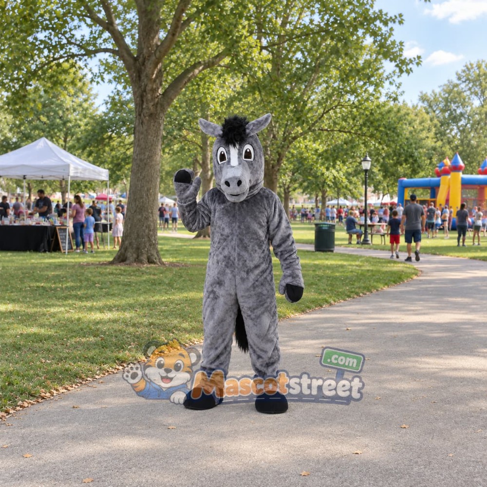 Gray Horse Mascot Costume Gray Horse Mascot Costume
