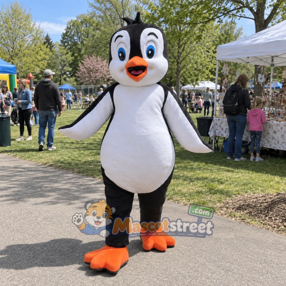 Black and White Penguin Mascot Costume