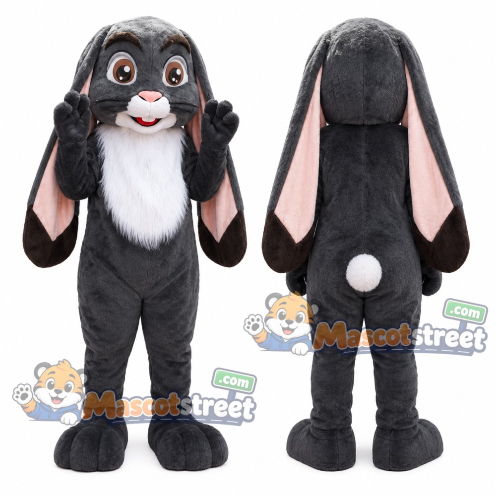 Gray Lop Eared Rabbit Mascot Costume