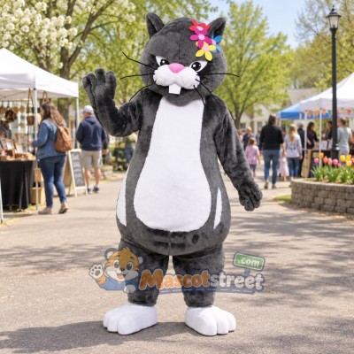 Gray Cat Mascot Costume Gray Cat Mascot Costume