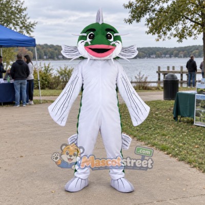 Green Fish Mascot Costume Green Fish Mascot Costume