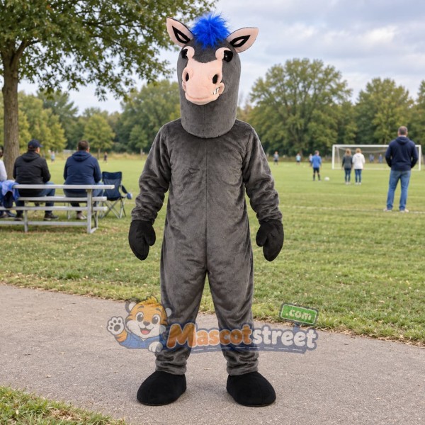 Gray Horse with Blue Mane Mascot Costume